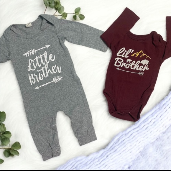 Koalababy Other - Gray and Maroon Little Brother Onesies